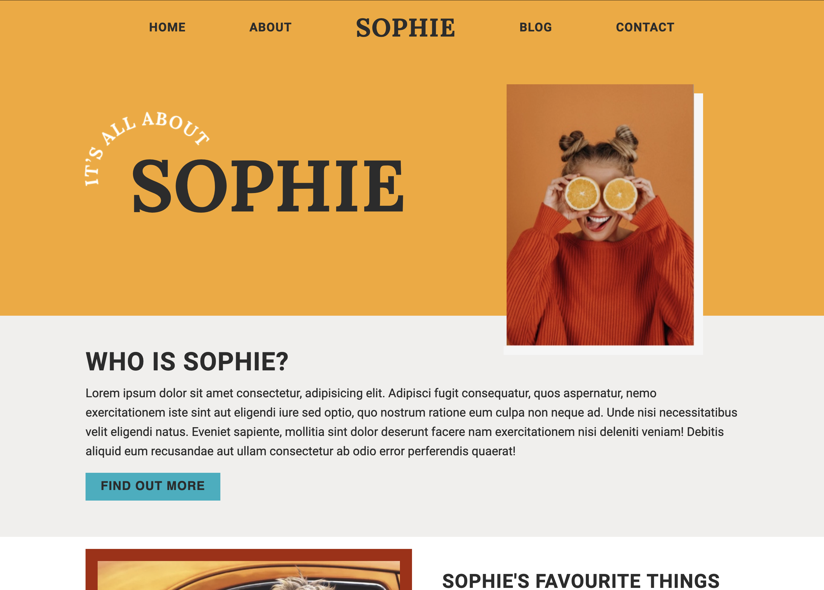 Image of Sophie's Blog webpage